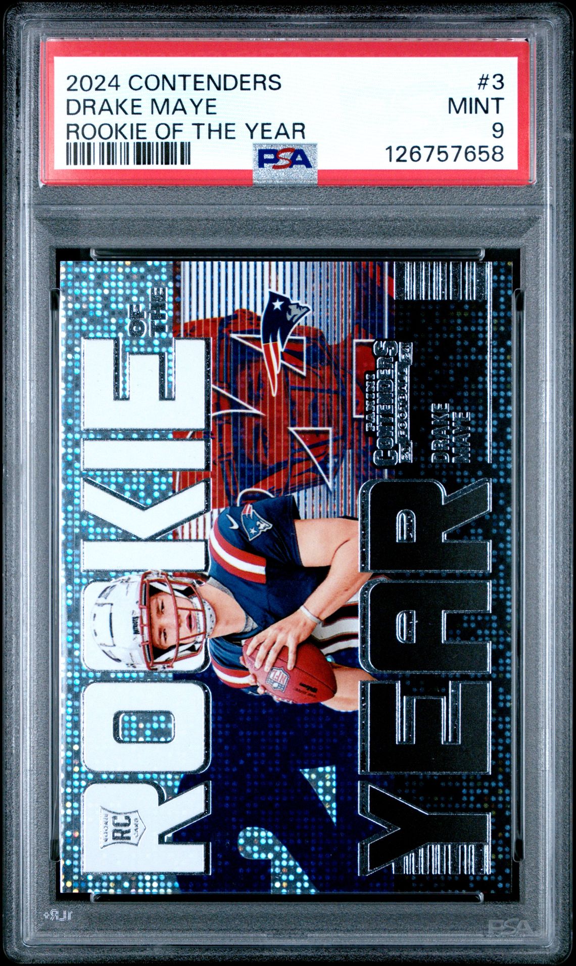 2024 Panini Contenders Rookie Of The Year Contenders Drake Maye #3 Mint 9 front
