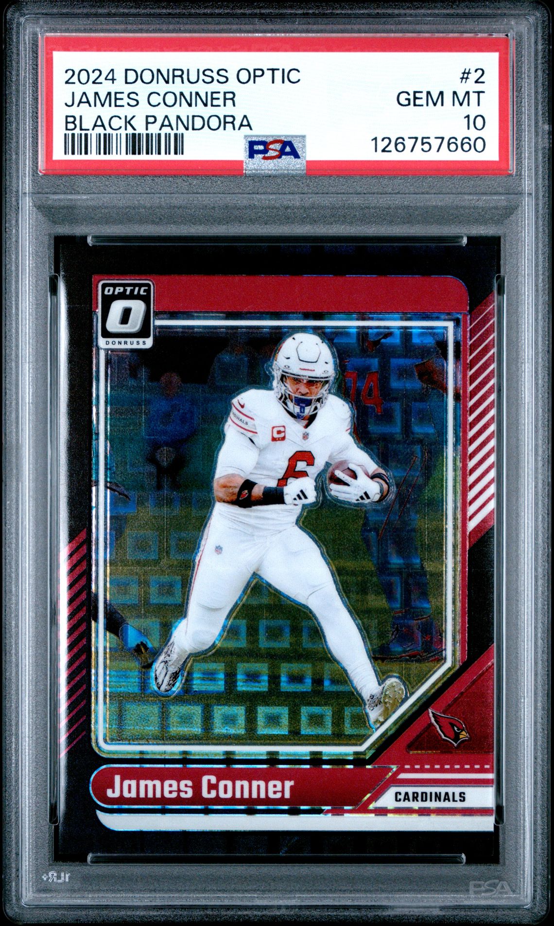 2024 Panini Donruss Optic James Conner #2 (Black Pandora) Gem Mt 10 front