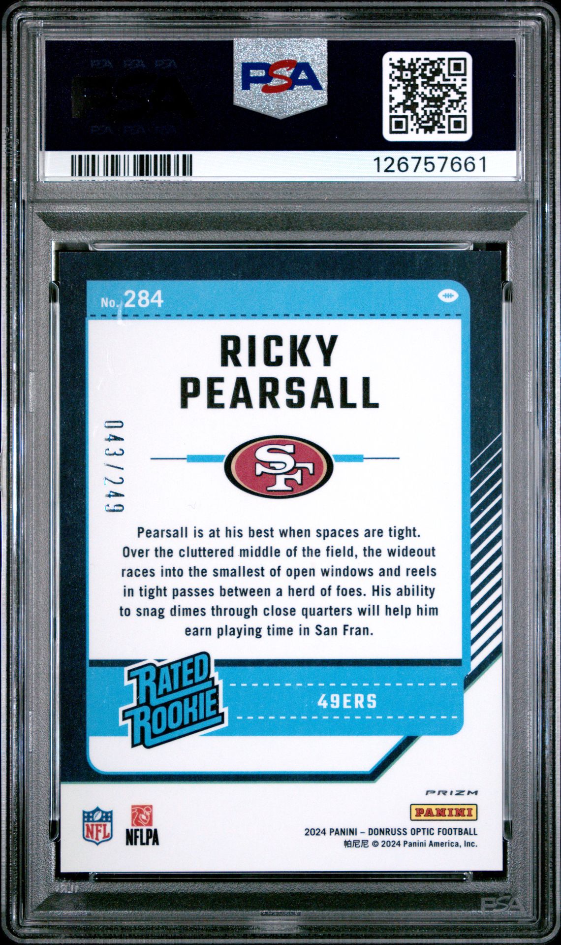 2024 Panini Donruss Optic Ricky Pearsall #284 (Orange) Mint 9 back