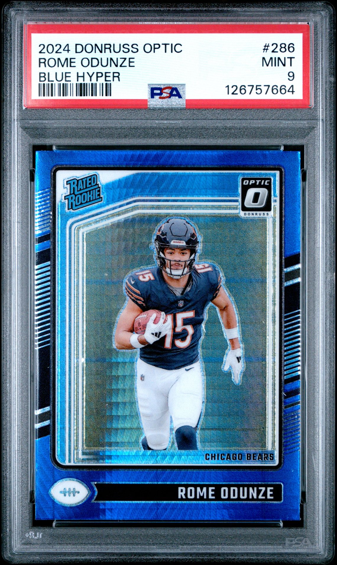 2024 Panini Donruss Optic Rome Odunze #286 (Blue Hyper) Mint 9 front