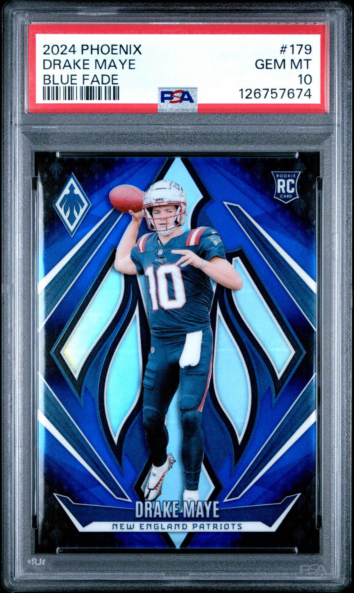 2024 Panini Phoenix Drake Maye #179 (Blue Fade) Gem Mt 10 front