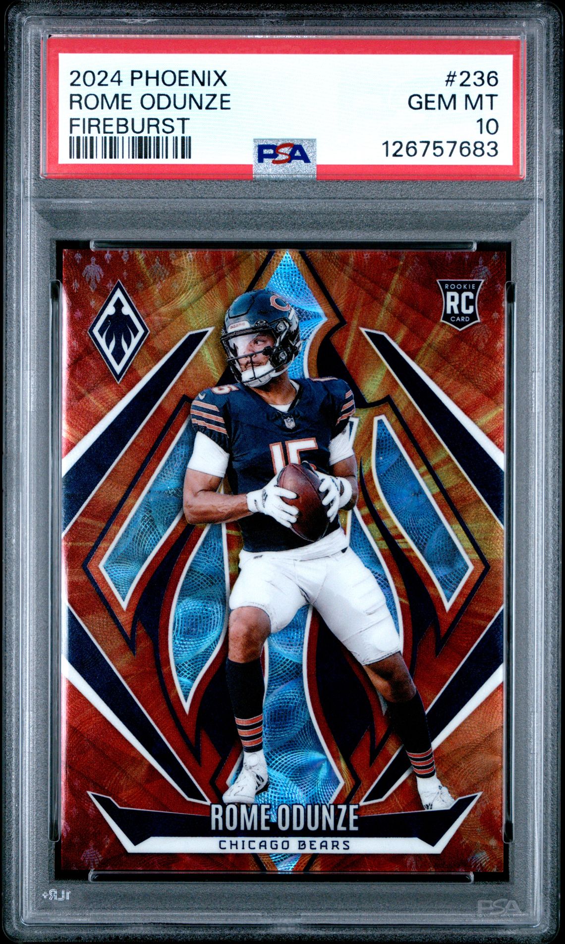 2024 Panini Phoenix Rome Odunze #236 (Fireburst) Gem Mt 10 front