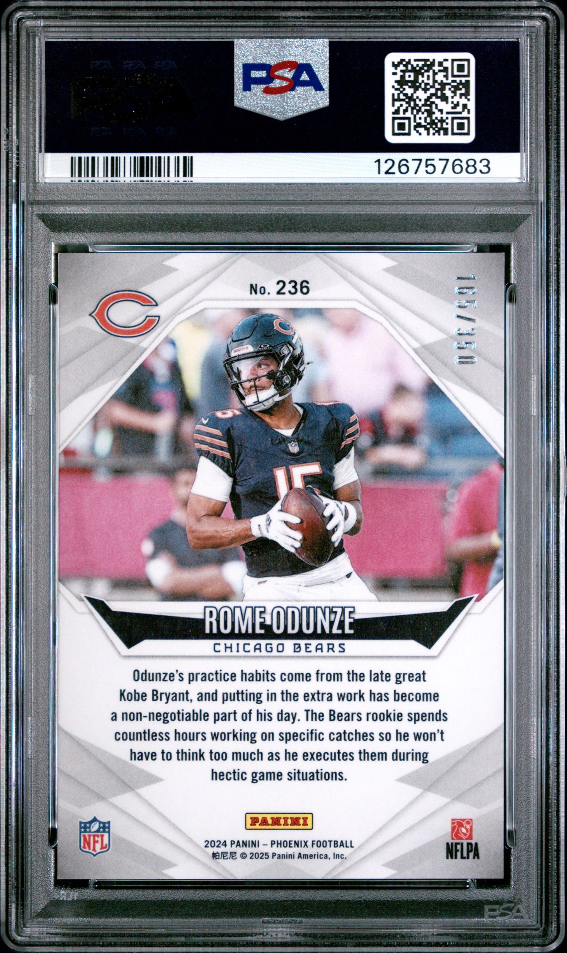 2024 Panini Phoenix Rome Odunze #236 (Fireburst) Gem Mt 10 back