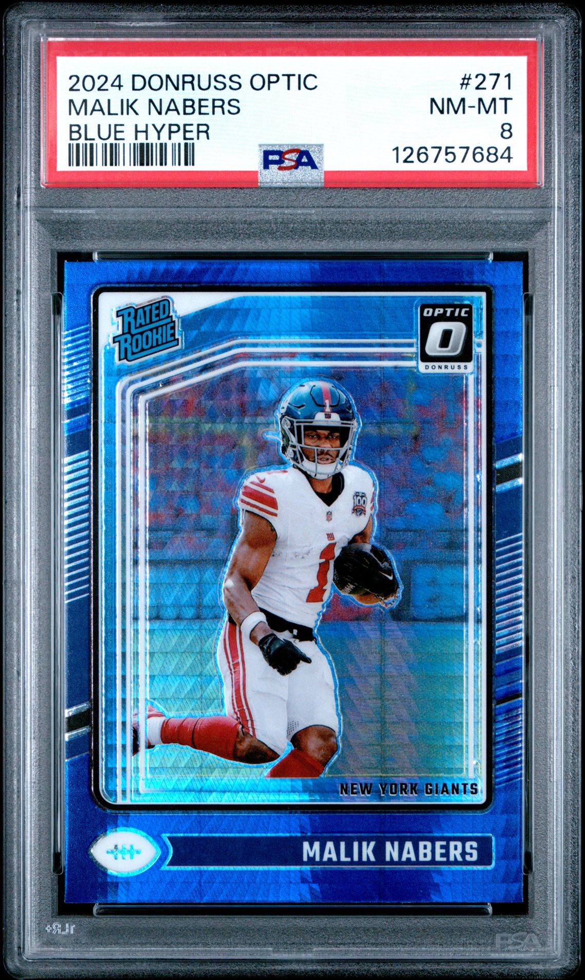 2024 Panini Donruss Optic Malik Nabers #271 (Blue Hyper) Nm-Mt 8 front