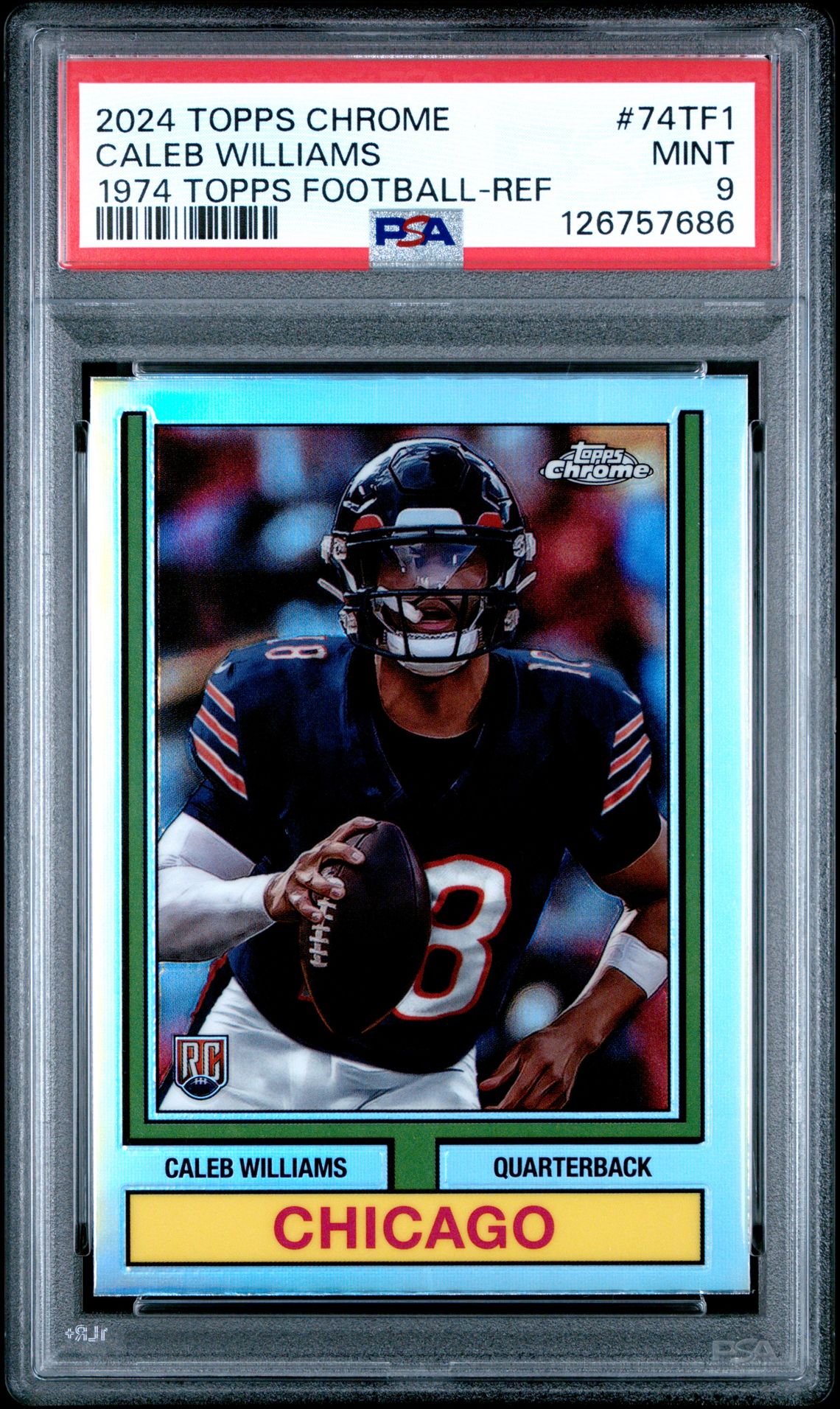 2024 Topps Chrome 1974 Topps Football Caleb Williams #74Tf1 (1974 Topps Football-Ref) Mint 9 front