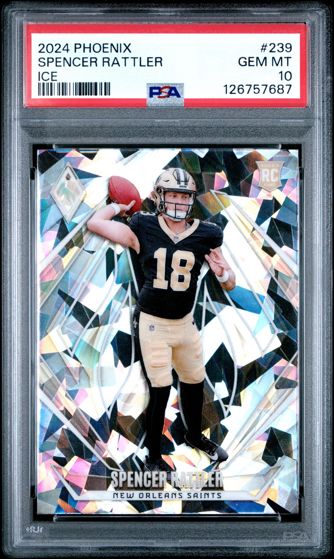 2024 Panini Phoenix Spencer Rattler #239 (Ice) Gem Mt 10 front