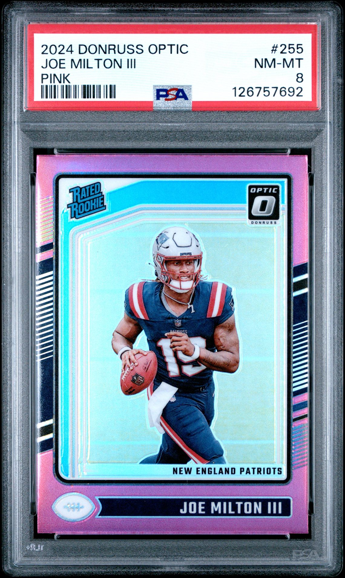 2024 Panini Donruss Optic Joe Milton Iii #255 (Pink) Nm-Mt 8 front