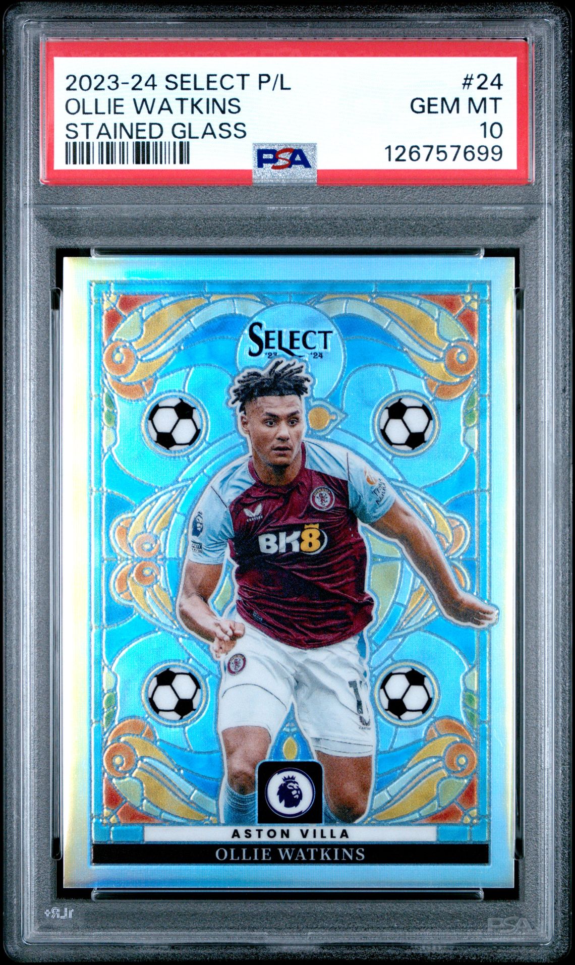 2023-24 Panini Select Premier League Stained Glass Ollie Watkins #24 Gem Mt 10 front