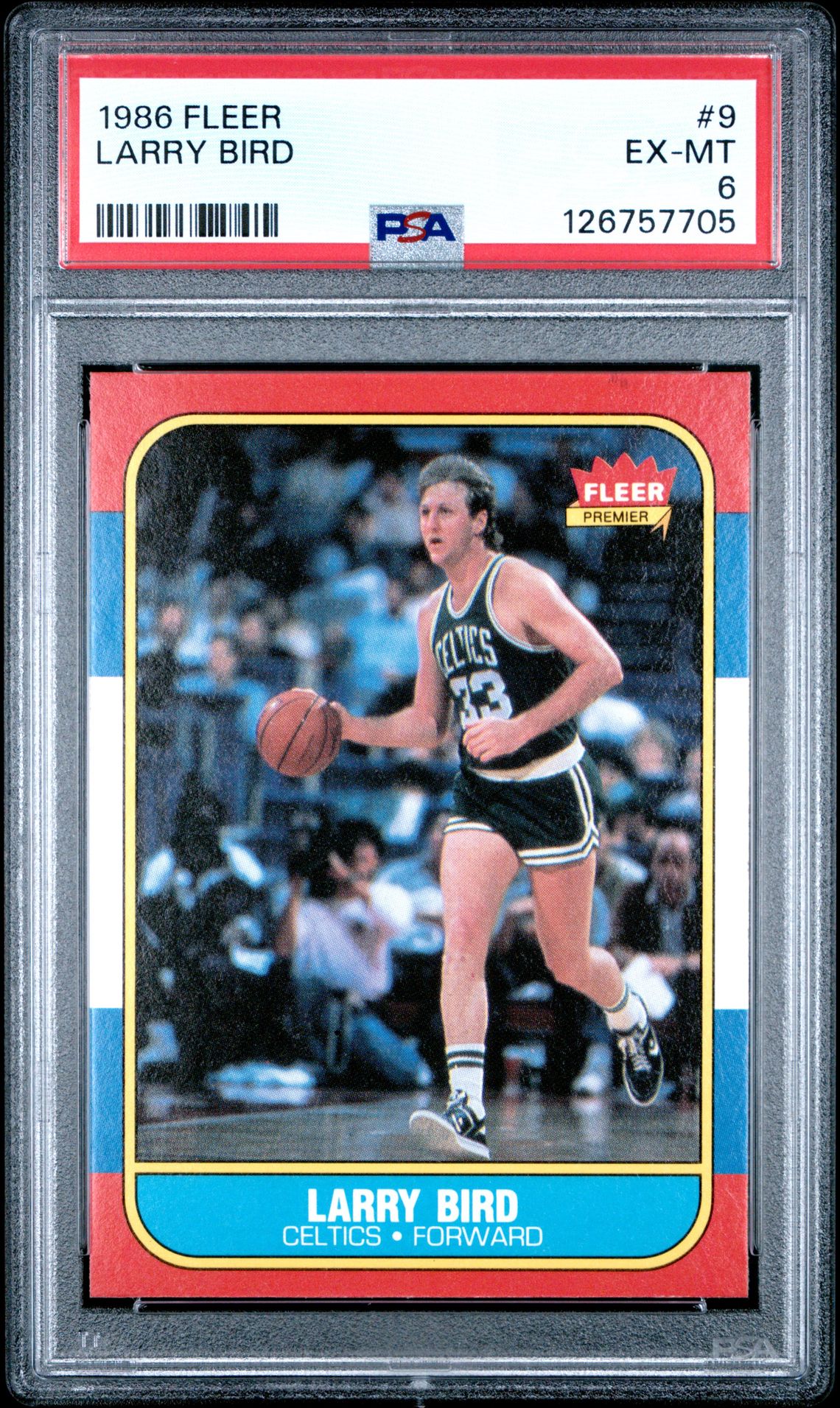1986 Fleer Larry Bird #9 Ex-Mt 6 front