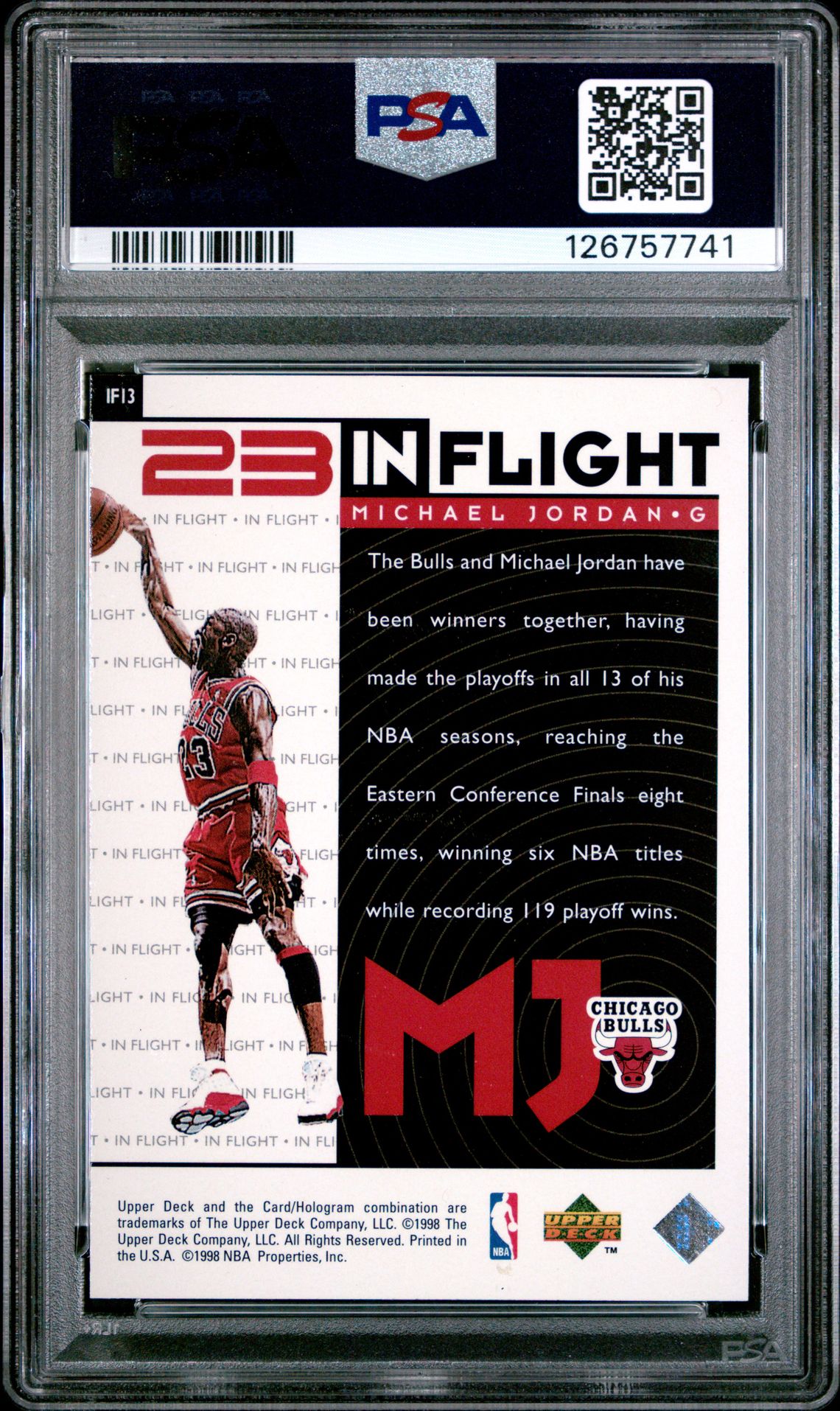 1998 Upper Deck Mj Living Legend In Flight Michael Jordan #If13 (In Flight) Mint 9 back