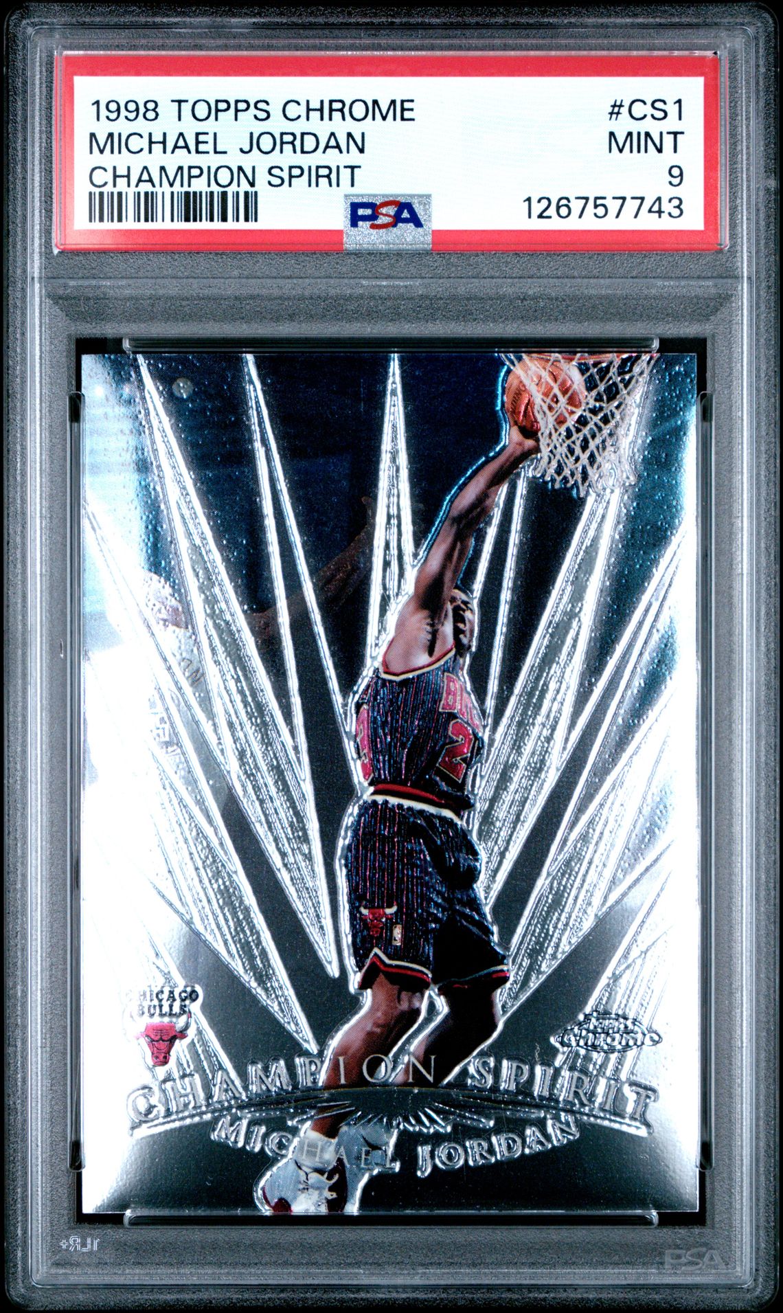1998 Topps Chrome Champion Spirit Michael Jordan #Cs1 (Champion Spirit) Mint 9 front