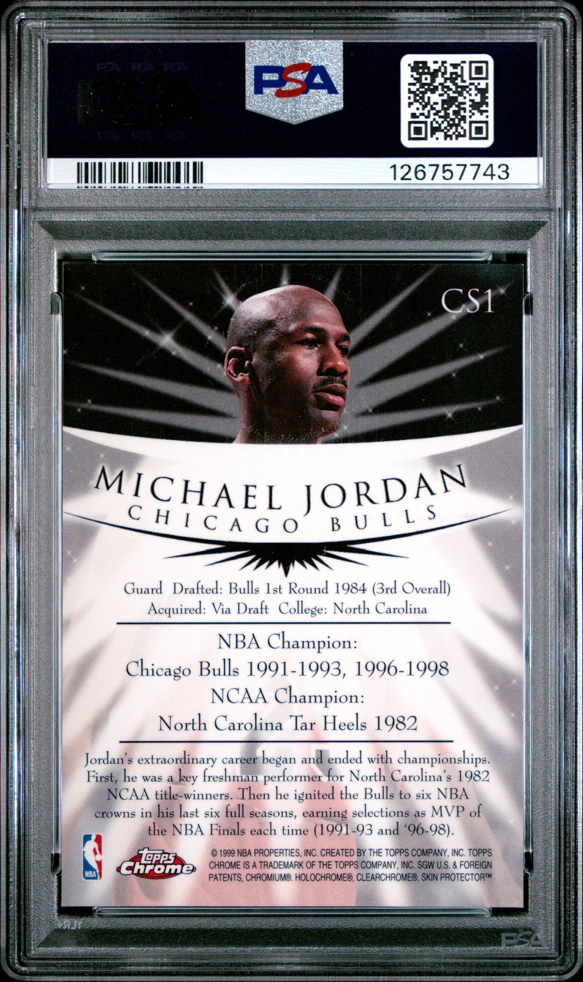 1998 Topps Chrome Champion Spirit Michael Jordan #Cs1 (Champion Spirit) Mint 9 back