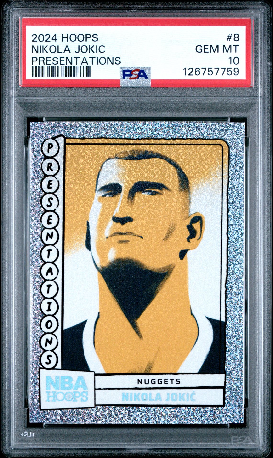 2024 Panini Nba Hoops Presentations Nikola Jokic #8 Gem Mt 10 front