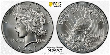 2025 $1 Peace Dollar MS70