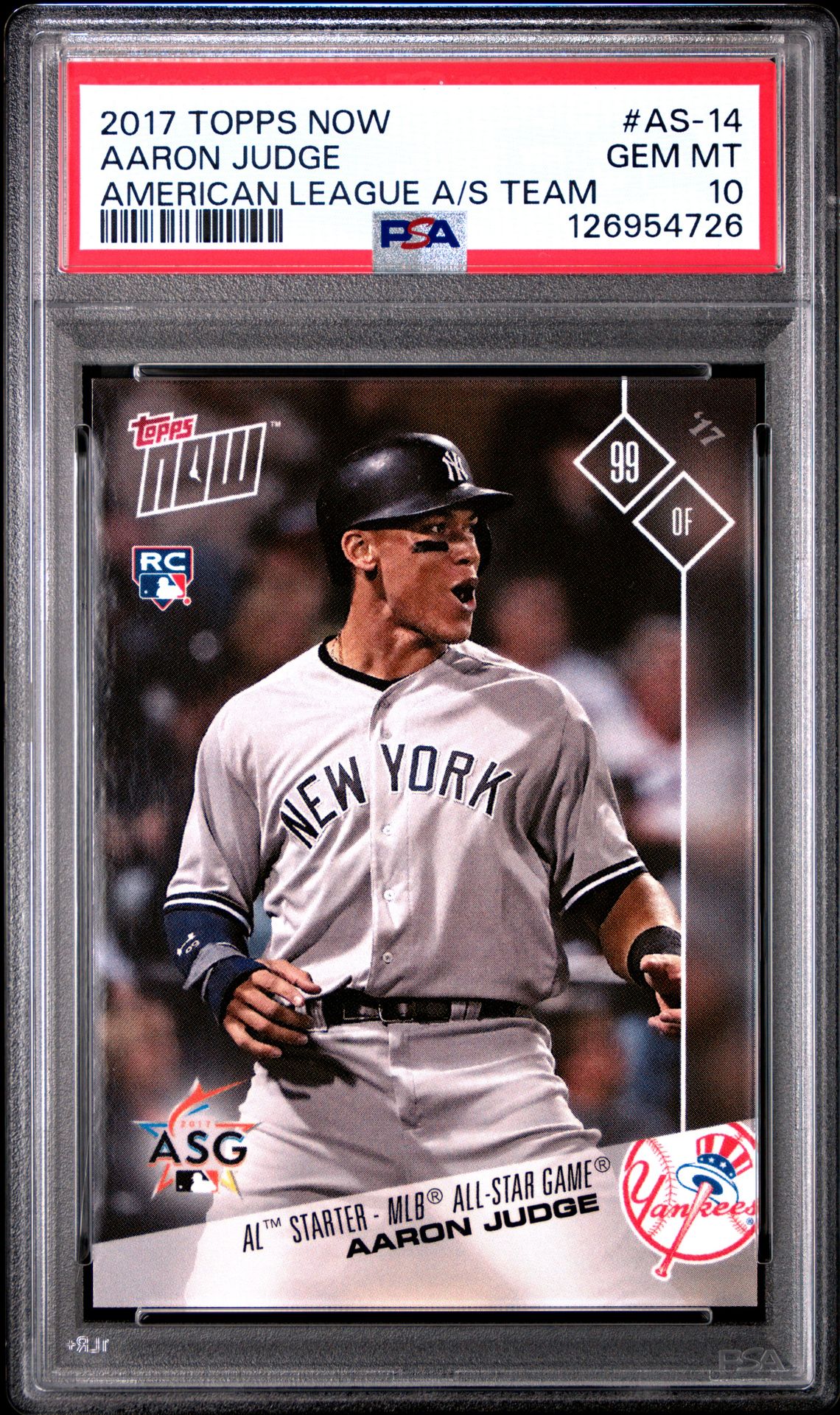 2017 Topps TOPPS NOW AMERICAN LEAGUE ALL-STAR TEAM AMERICAN LEAGUE A/S TEAM #AS-14 Aaron Judge front