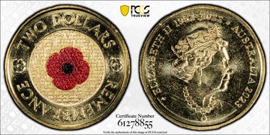 2023 $2 35th Ann $2 Coin Set Colorized Remembrance Red Poppy MS67