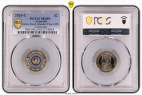 2025-C $2 Torres Strait Islander Flag Colorized  AlBr MS69