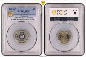 2025-C $2 Torres Strait Islander Flag Colorized  AlBr MS69