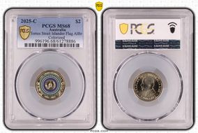 2025-C $2 Torres Strait Islander Flag Colorized  AlBr MS68