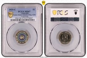 2025-C $2 Torres Strait Islander Flag Colorized  AlBr MS67