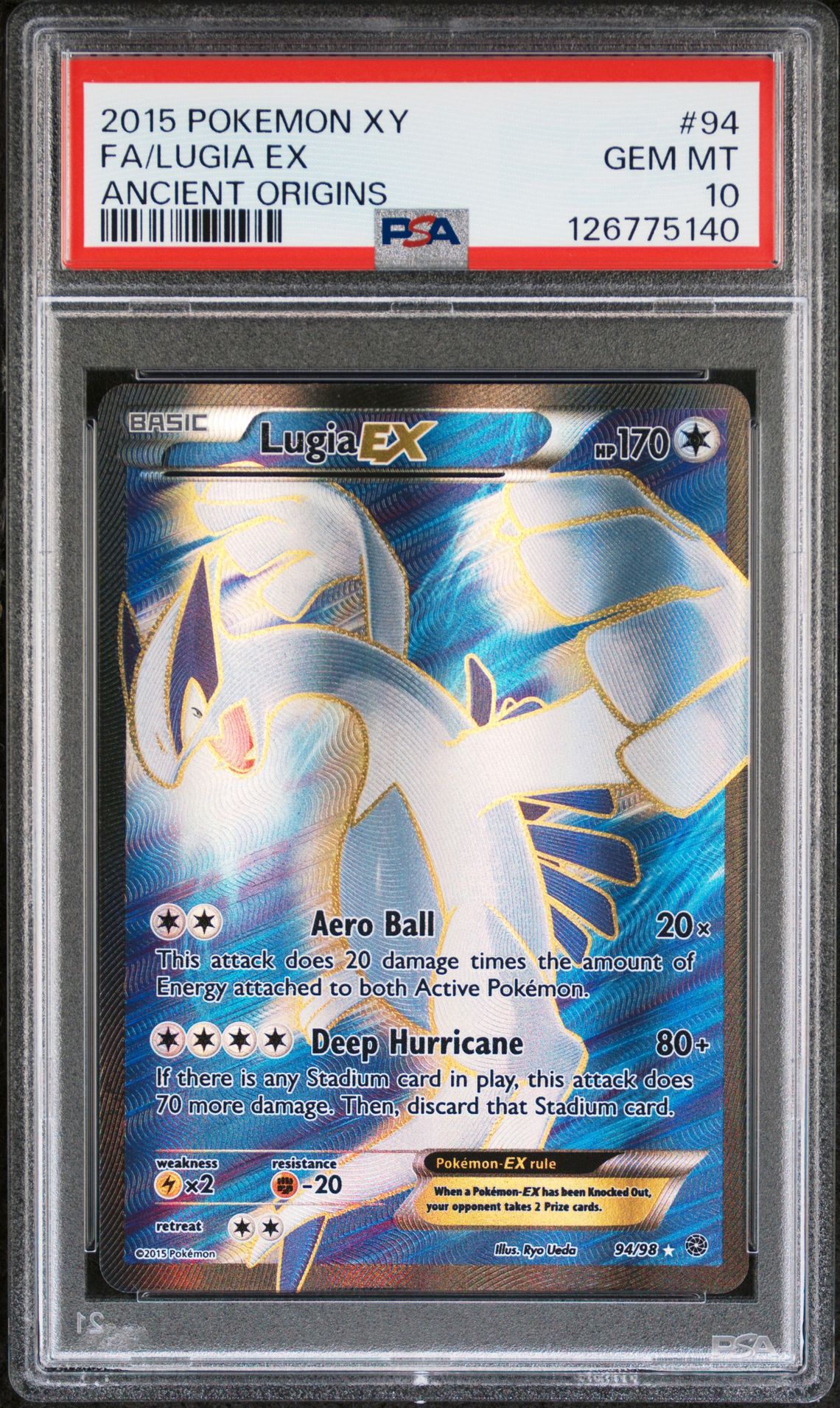 2015 Pokemon Xy Ancient Origins Fa/Lugia Ex #94 (Ancient Origins) Gem Mt 10 front