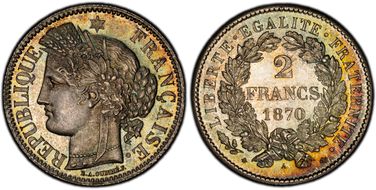 1870-A 2 Fr Gad-530 F-265 Petit A MS66