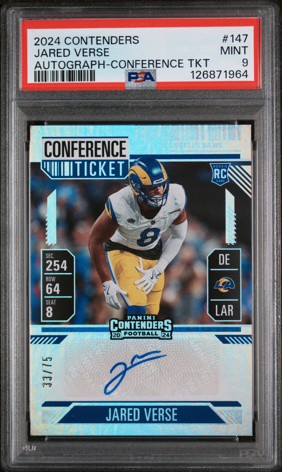 2024 Panini PANINI CONTENDERS AUTOGRAPH-CONFERENCE TKT #147 Jared Verse front
