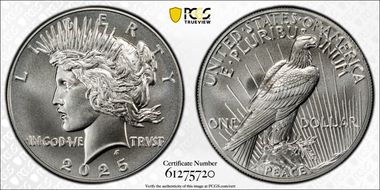 2025 $1 Peace Dollar MS70