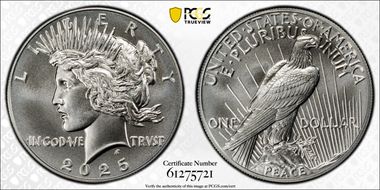 2025 $1 Peace Dollar MS70