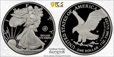 2025-W $1 Silver Eagle w/ U.S. Army Privy 250th Anniversary First Strike PR69DCAM