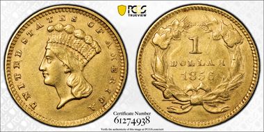 1856 G$1 Slanted 5 AU55