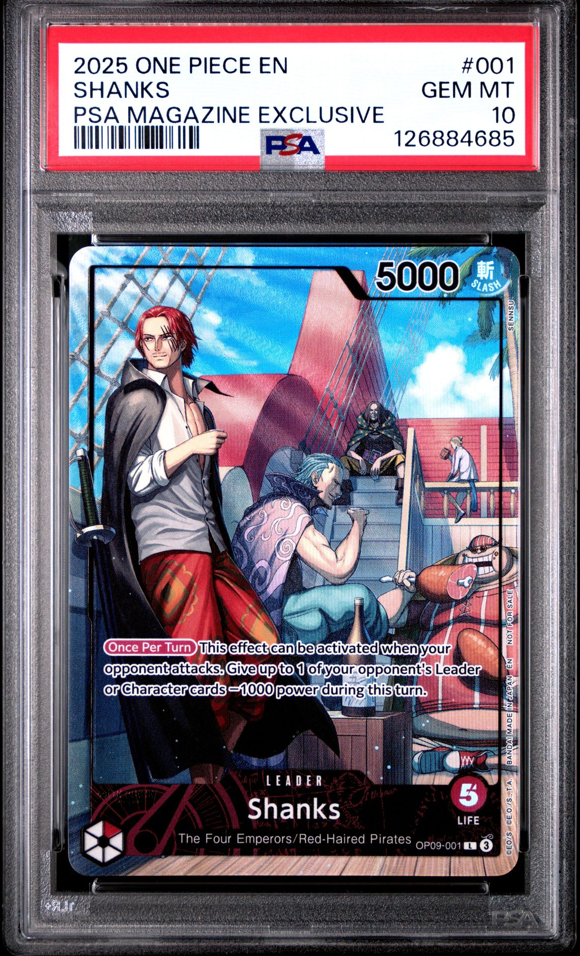 2025 One Piece Promos Shanks #001 (Psa Magazine Exclusive) Gem Mt 10 front