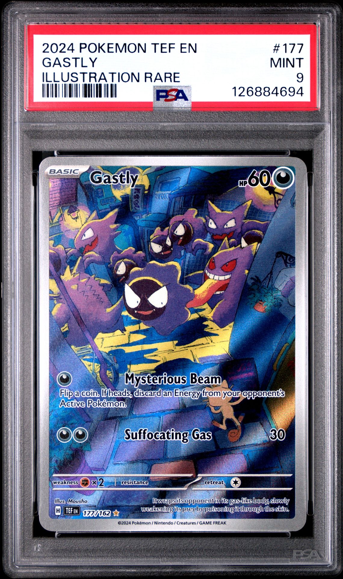 2024 Pokemon Tef En-Temporal Forces Gastly #177 (Illustration Rare) Mint 9 front