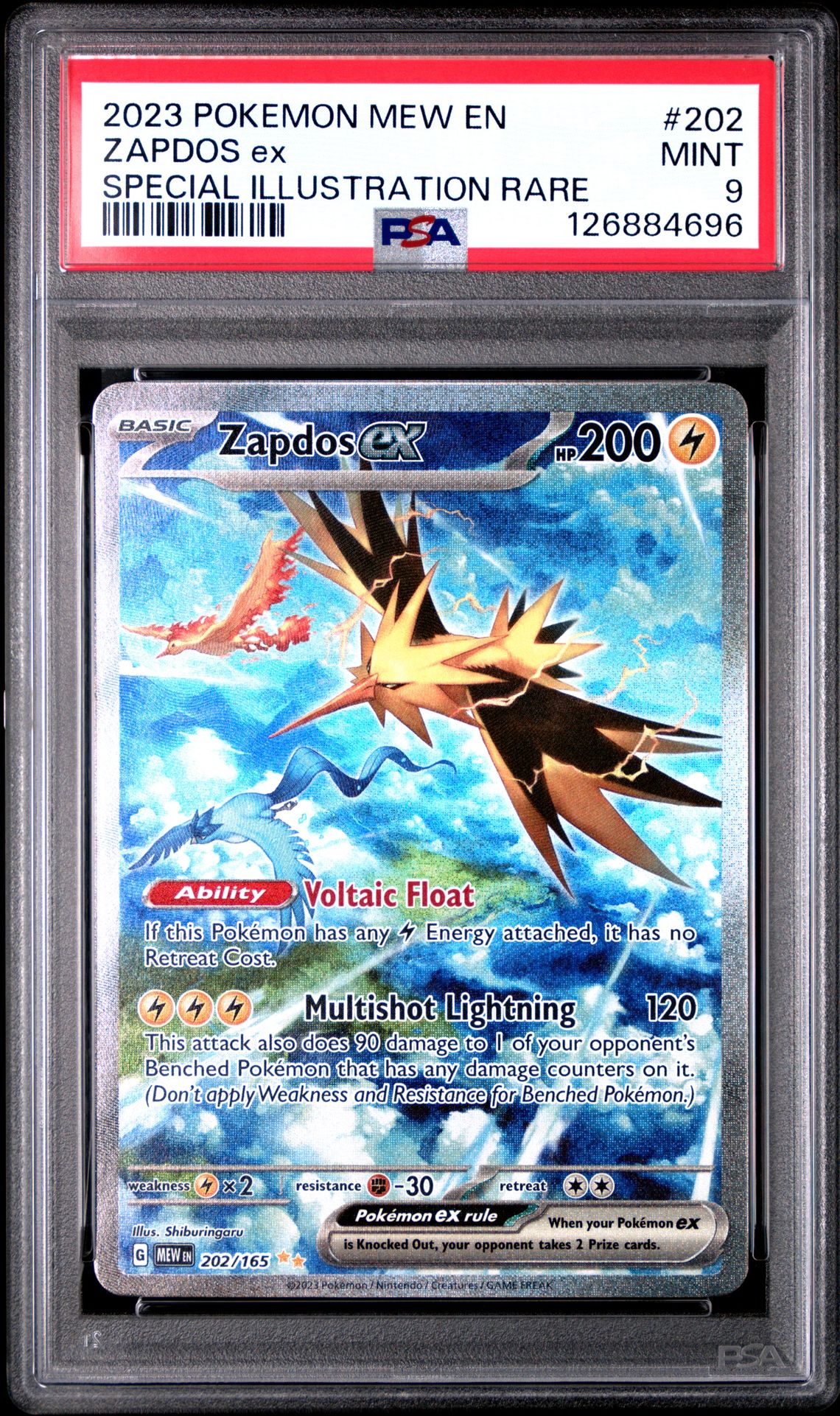 2023 Pokemon Mew En-151 Zapdos Ex #202 (Special Illustration Rare) Mint 9 front