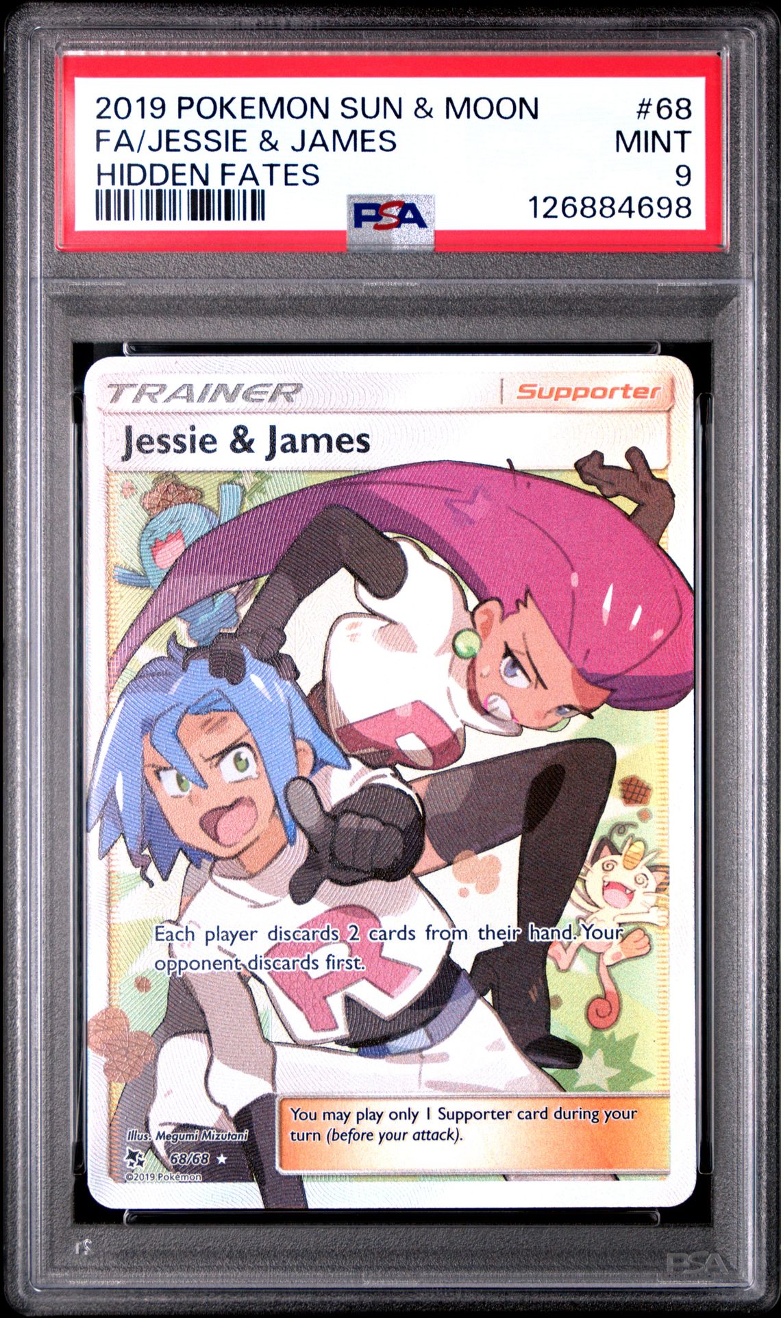 2019 Pokemon Sun & Moon Hidden Fates Fa/Jessie & James #68 (Hidden Fates) Mint 9 front