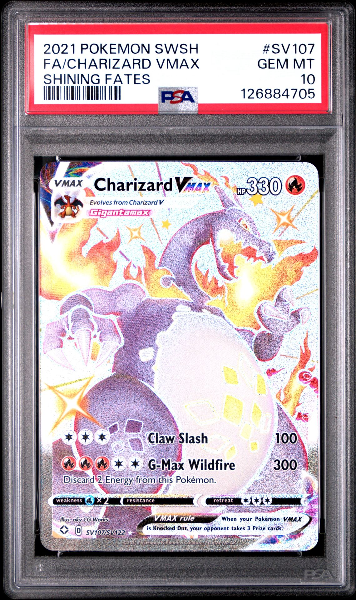 2021 Pokemon Sword & Shield Shining Fates Fa/Charizard Vmax #Sv107 (Shining Fates) Gem Mt 10 front