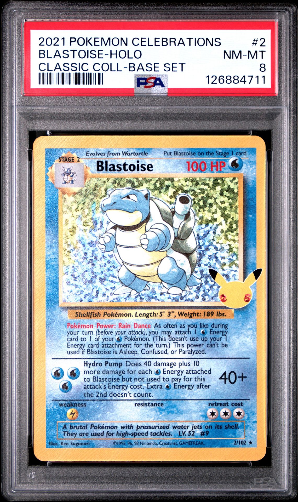 2021 Pokemon Celebrations Classic Collection Blastoise-Holo #2 (Classic Coll-Base Set) Nm-Mt 8 front