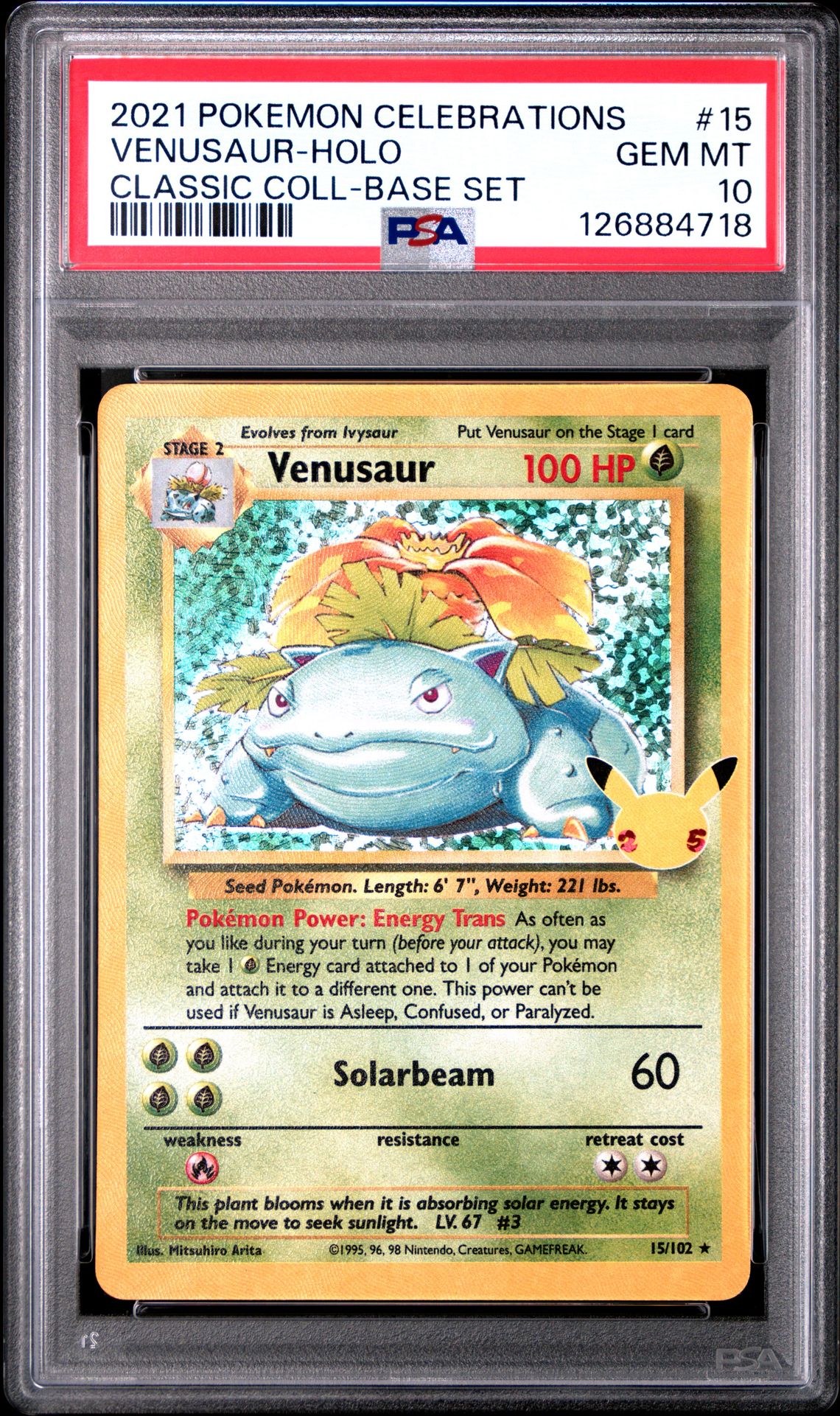 2021 Pokemon Celebrations Classic Collection Venusaur-Holo #15 (Classic Coll-Base Set) Gem Mt 10 front