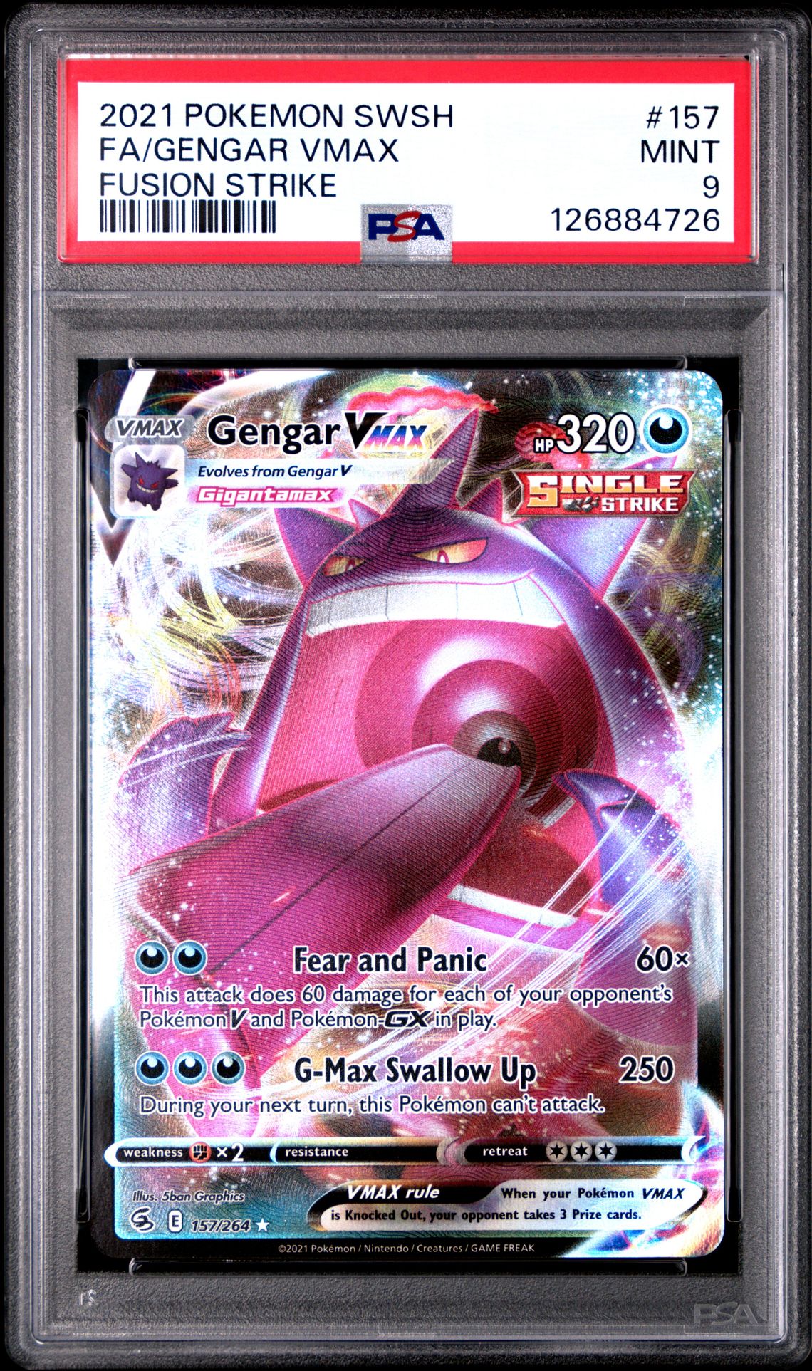 2021 Pokemon Sword & Shield Fusion Strike Fa/Gengar Vmax #157 (Fusion Strike) Mint 9 front