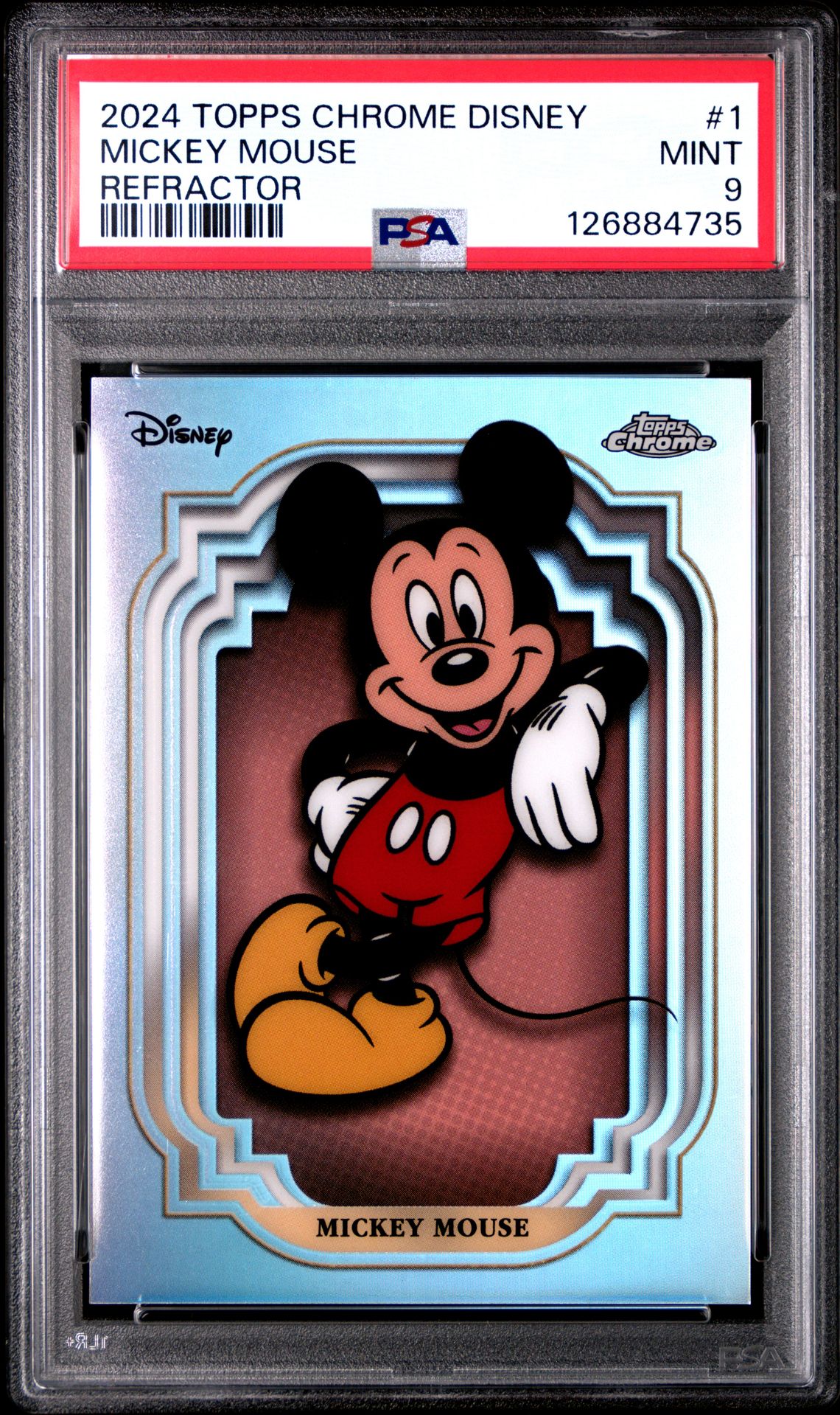 2024 Topps Chrome Disney Mickey Mouse #1 (Refractor) Mint 9 front