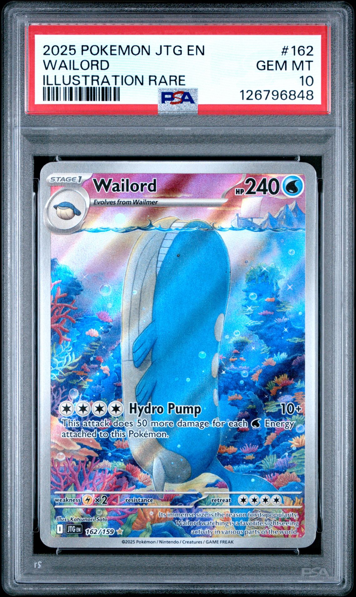 2025 Pokemon Jtg En-Journey Together Wailord #162 (Illustration Rare) Gem Mt 10 front