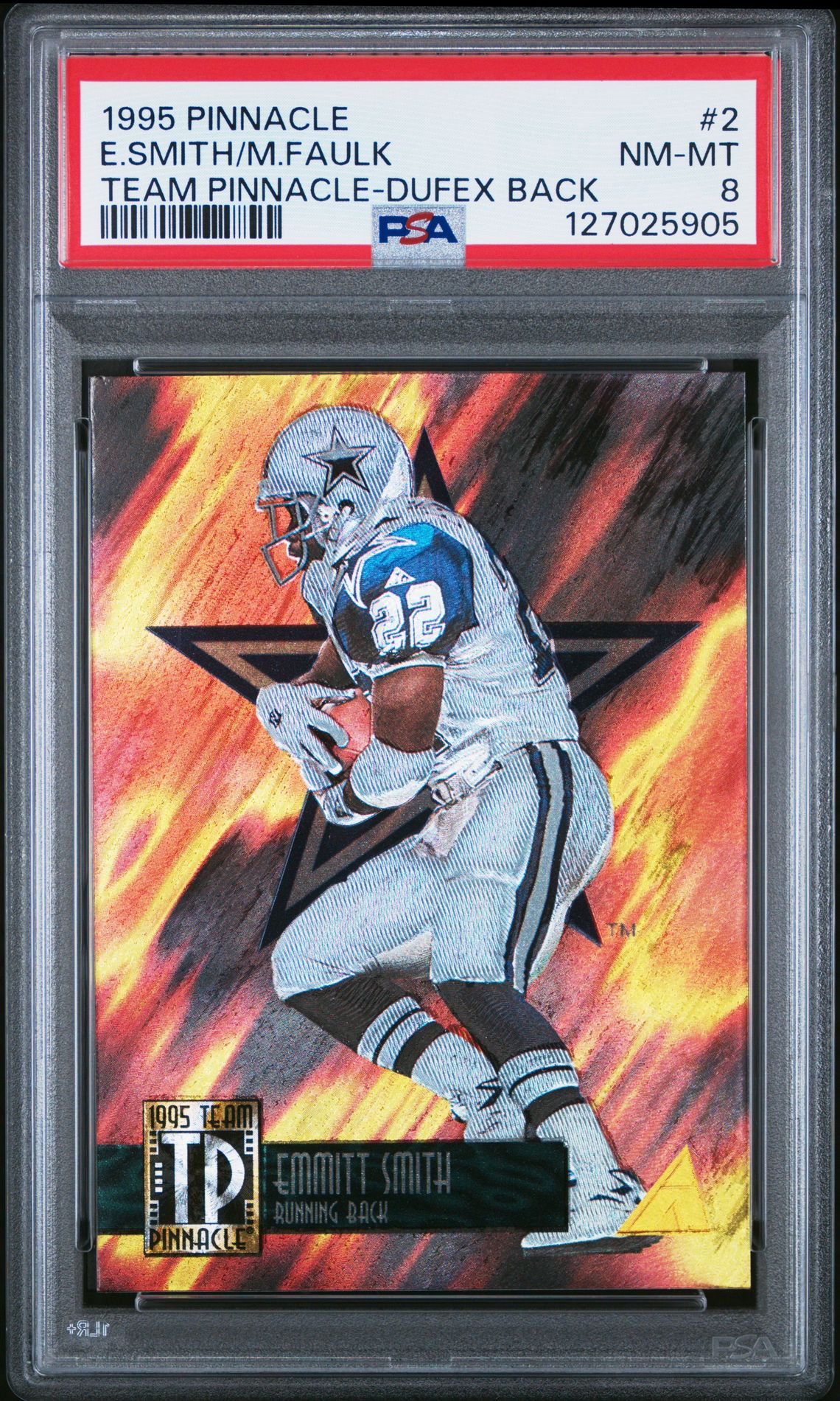 1995 Pinnacle Team Pinnacle E.smith/M.faulk #2 (Team Pinnacle-Dufex Back) Nm-Mt 8 front