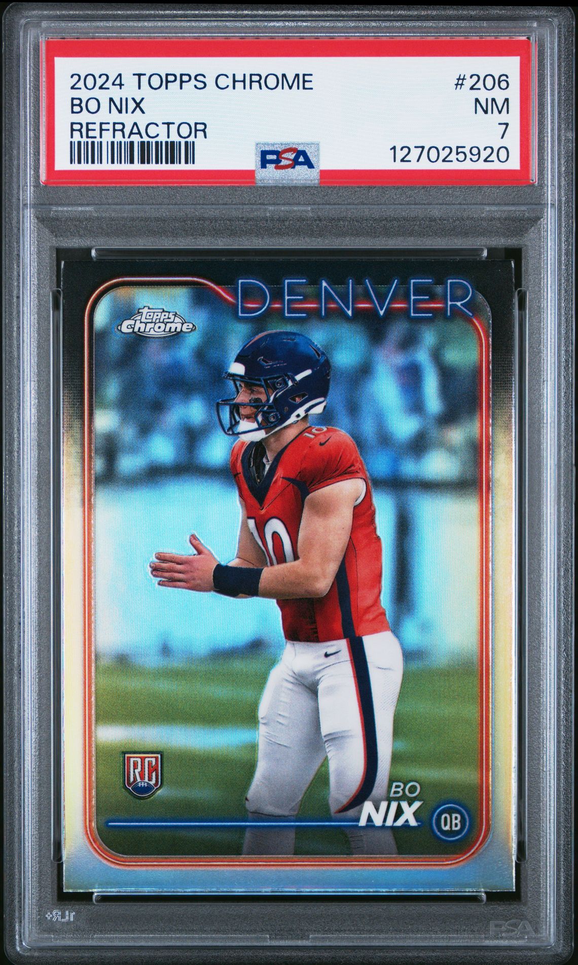 2024 Topps Chrome Bo Nix #206 (Refractor) Nm 7 front