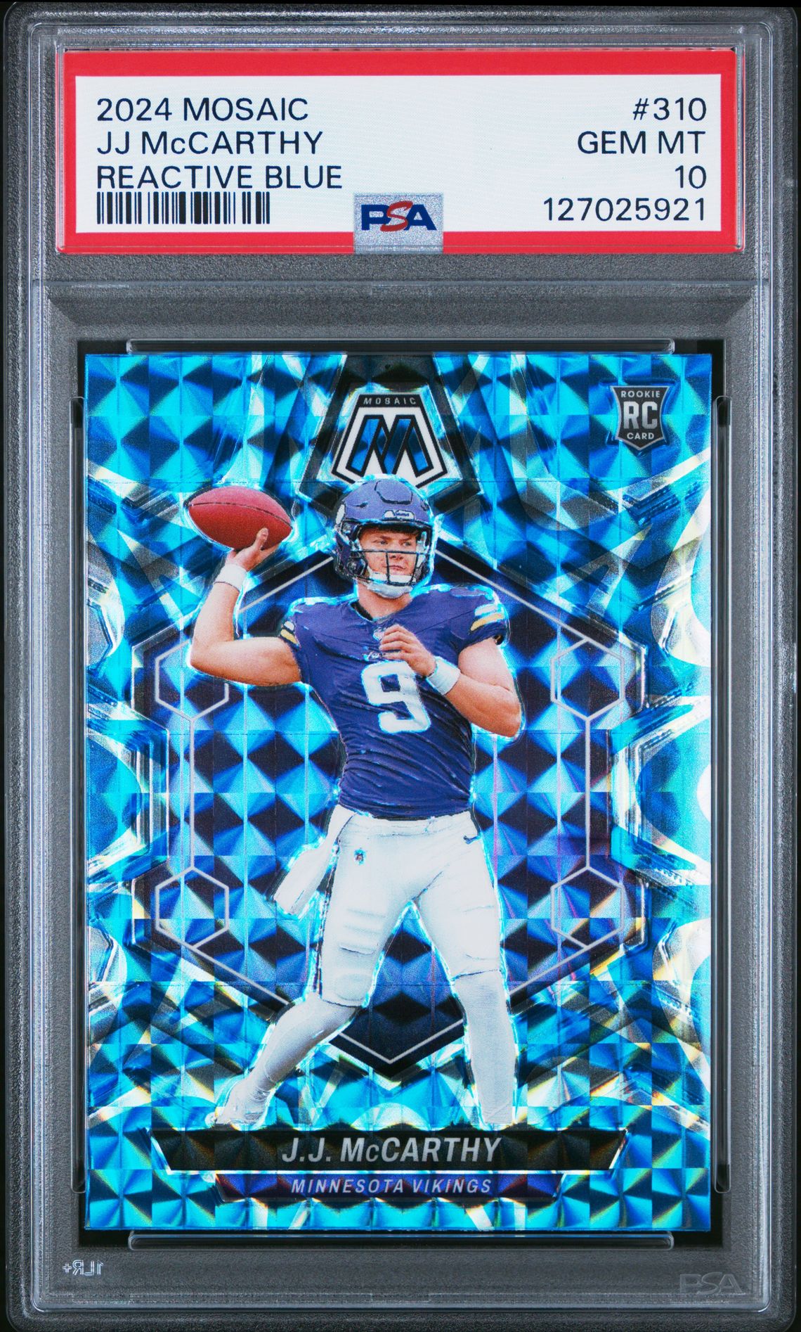 2024 Panini Mosaic Jj Mccarthy #310 (Reactive Blue) Gem Mt 10 front