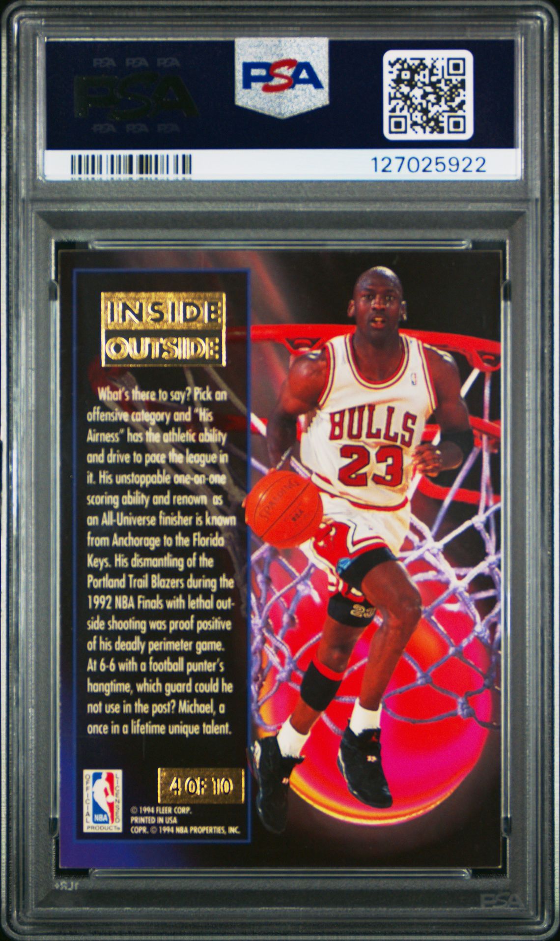 1993 Ultra Inside/Outside Michael Jordan #4 (Inside/Outside) Nm 7 back