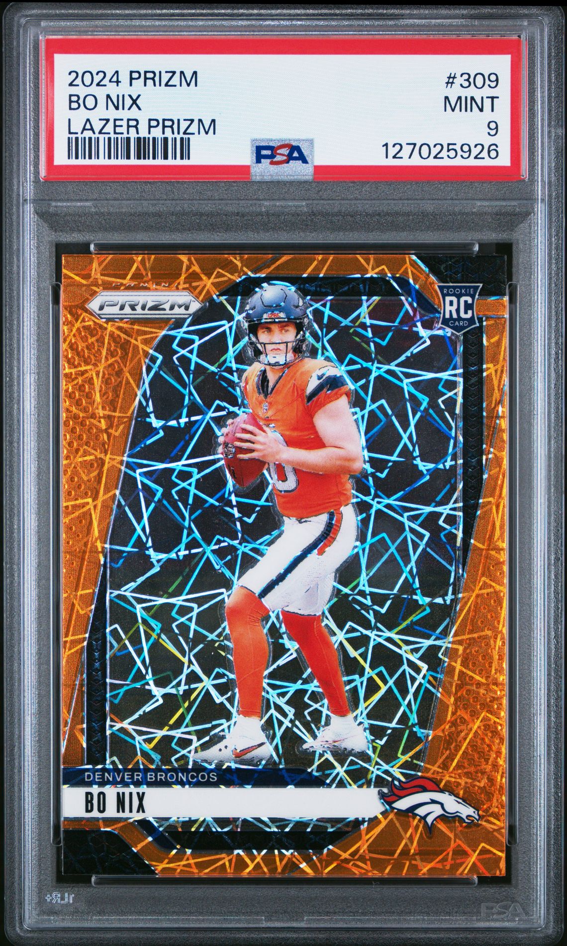 2024 Panini Prizm Bo Nix #309 (Lazer Prizm) Mint 9 front