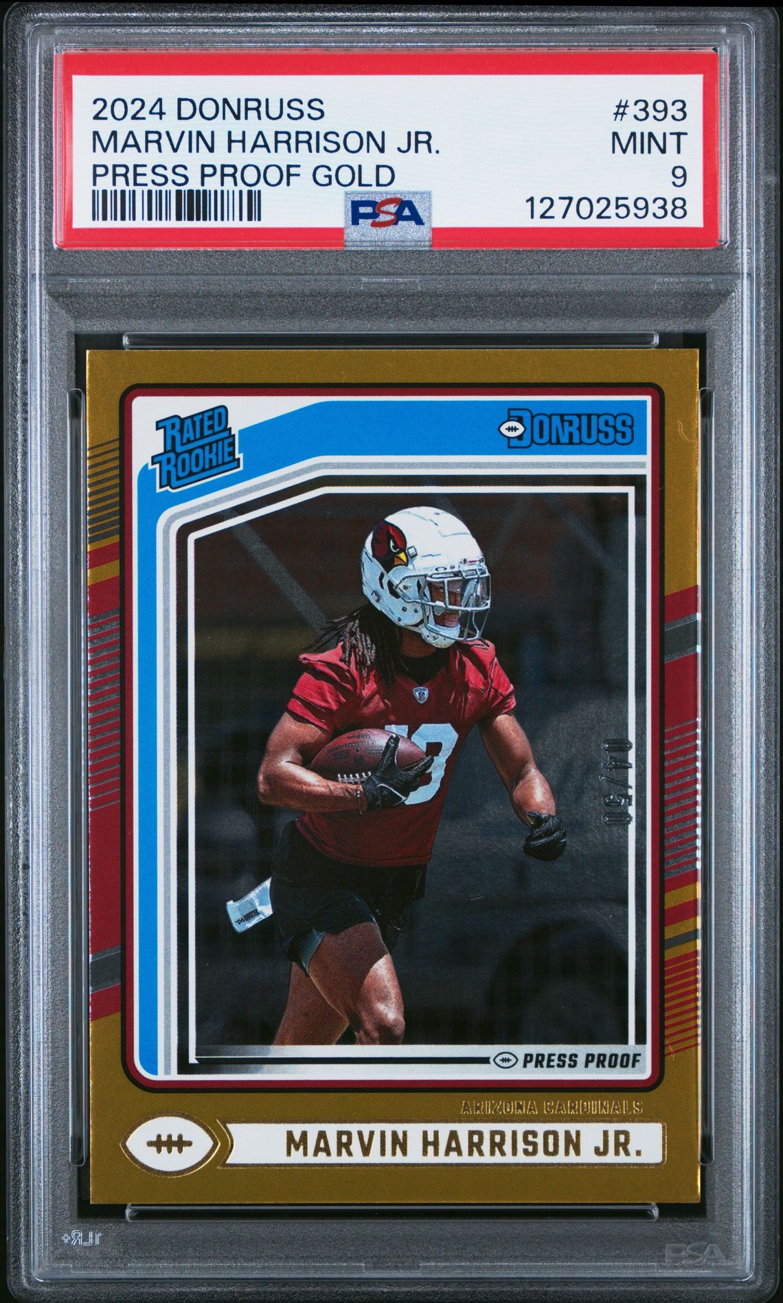 2024 Panini Donruss Marvin Harrison Jr. #393 (Press Proof Gold) Mint 9 front