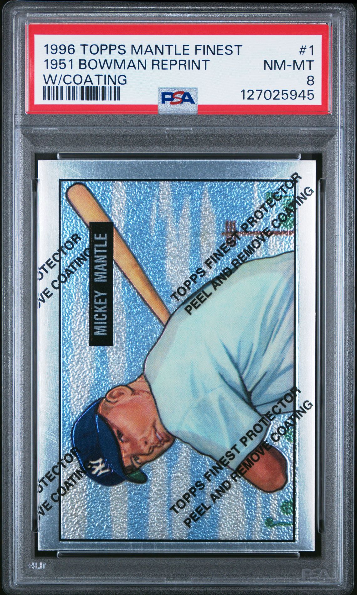 1996 Topps Mantle Finest 1951 Bowman Reprint #1 (W/Coating) Nm-Mt 8 front