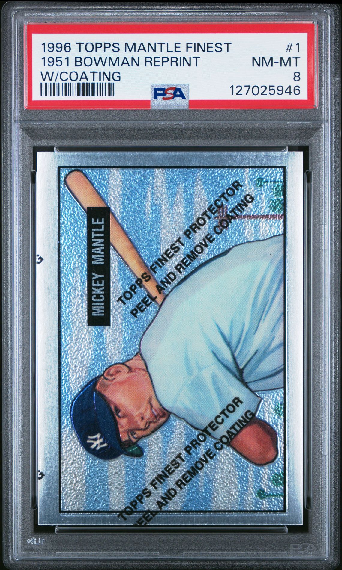 1996 Topps Mantle Finest 1951 Bowman Reprint #1 (W/Coating) Nm-Mt 8 front