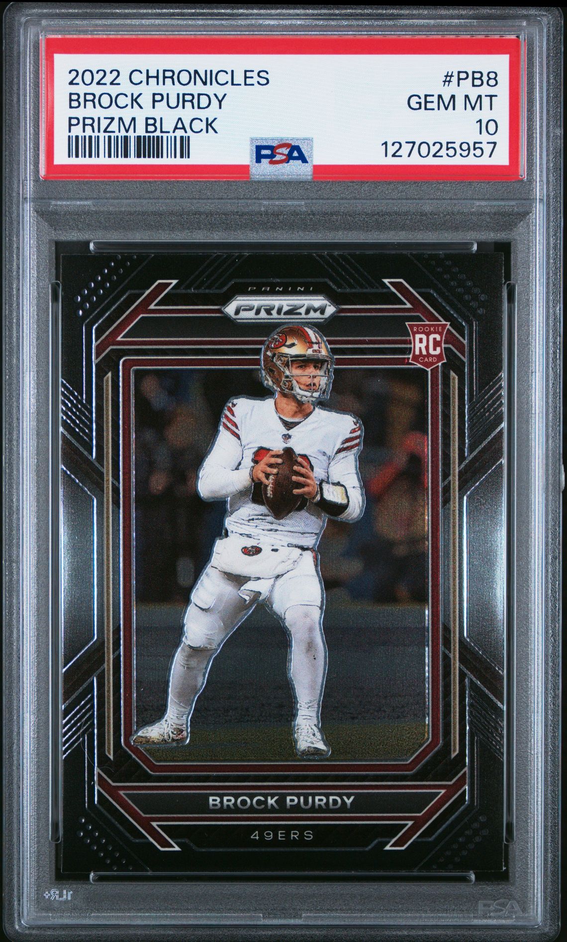 2022 Panini Chronicles Prizm Black Brock Purdy #Pb8 Gem Mt 10 front